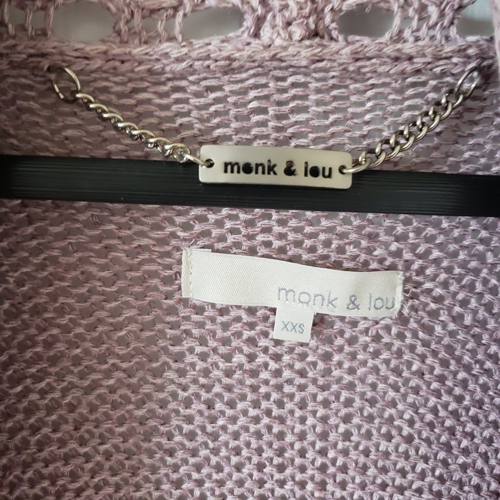 monk & lou Mauve Sweater Acrylic/Cotton Blend XXS - Picture 2 of 5